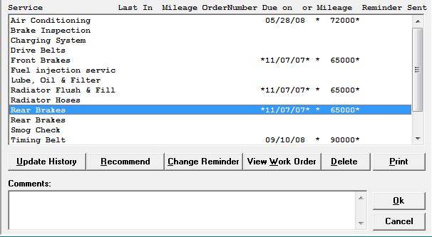 Winworks AutoShop software makes it easy to track and view vehicle history